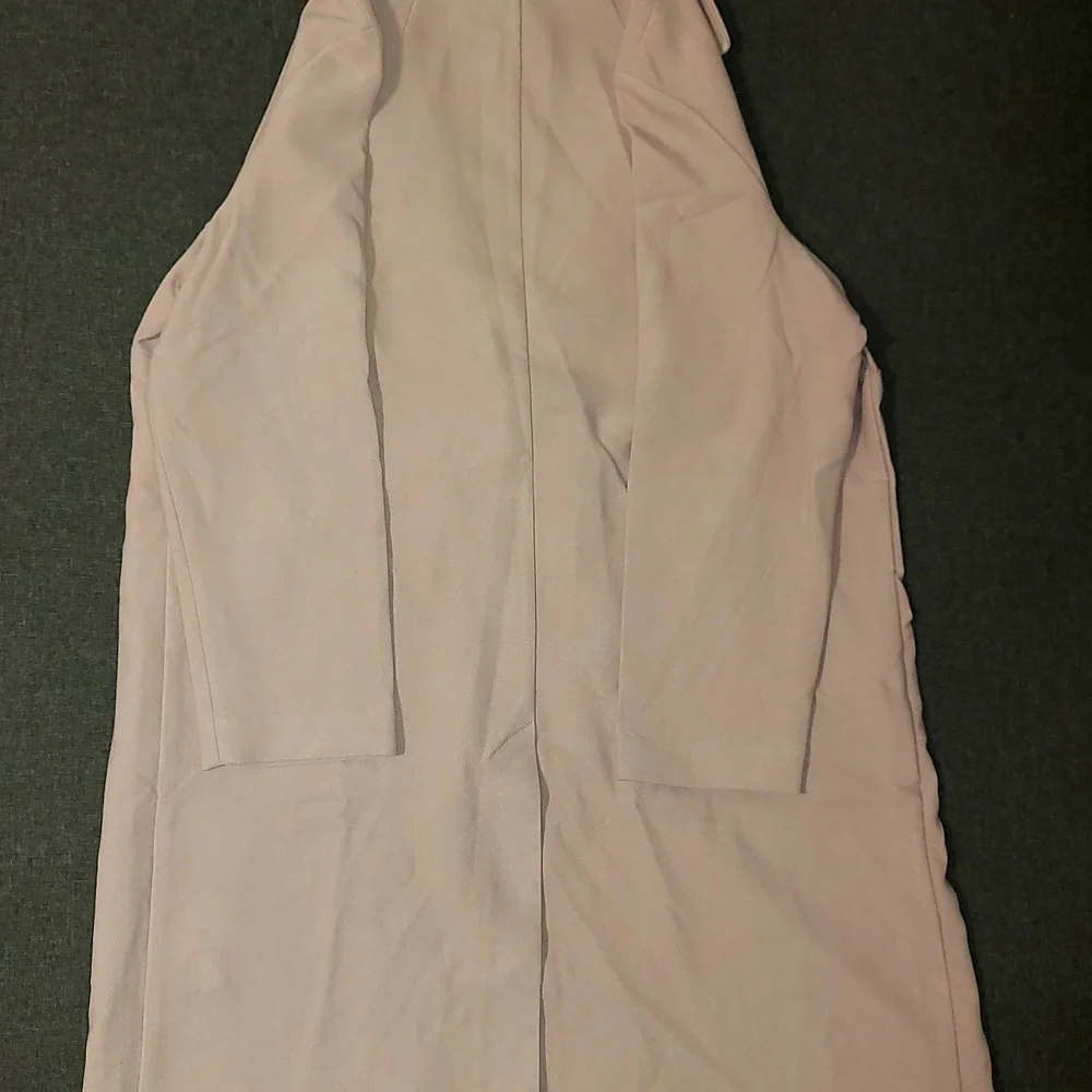 H&M Conscious Pink Topper Coat Single Button Long Sleeve Notch Lapel Duster Coat - Picture 4 of 5